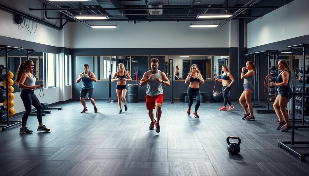 Circuit training yang menggabungkan latihan kardio dan kekuatan tubuh Circuit training yang menggabungkan latihan kardio dan kekuatan tubuh