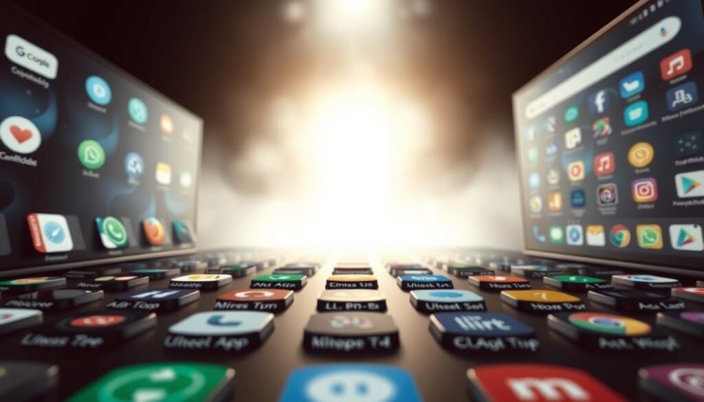 A meticulously detailed comparison of feature-heavy mobile app launchers, captured in a striking wide-angle perspective. The foreground showcases an array of sleek, contemporary launcher icons, each evoking a distinct functionality and visual identity. The middle ground presents a clean, minimalist user interface, hinting at the depth of customization options. In the background, an ethereal, diffused light source creates a sense of depth and drama, drawing the viewer's eye to the core essence of the launchers' capabilities. The overall mood is one of technological sophistication, offering a glimpse into the power and versatility of modern mobile experience management. A meticulously detailed comparison of feature-heavy mobile app launchers, captured in a striking wide-angle perspective. The foreground showcases an array of sleek, contemporary launcher icons, each evoking a distinct functionality and visual identity. The middle ground presents a clean, minimalist user interface, hinting at the depth of customization options. In the background, an ethereal, diffused light source creates a sense of depth and drama, drawing the viewer's eye to the core essence of the launchers' capabilities. The overall mood is one of technological sophistication, offering a glimpse into the power and versatility of modern mobile experience management.