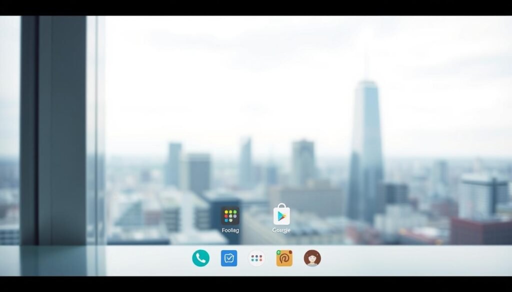 A sleek, minimalist Android launcher in a clean white aesthetic, with subtle accents of blue and gray. The interface features a simple grid of app icons, neatly organized and easily accessible. In the background, a blurred cityscape provides a sense of depth and urban sophistication. Soft, diffused lighting creates a calming, modern atmosphere, highlighting the launcher's streamlined design and intuitive navigation. The overall impression is one of efficiency, elegance, and a seamless user experience - a perfect complement to a high-performance Android device with limited storage. A sleek, minimalist Android launcher in a clean white aesthetic, with subtle accents of blue and gray. The interface features a simple grid of app icons, neatly organized and easily accessible. In the background, a blurred cityscape provides a sense of depth and urban sophistication. Soft, diffused lighting creates a calming, modern atmosphere, highlighting the launcher's streamlined design and intuitive navigation. The overall impression is one of efficiency, elegance, and a seamless user experience - a perfect complement to a high-performance Android device with limited storage.